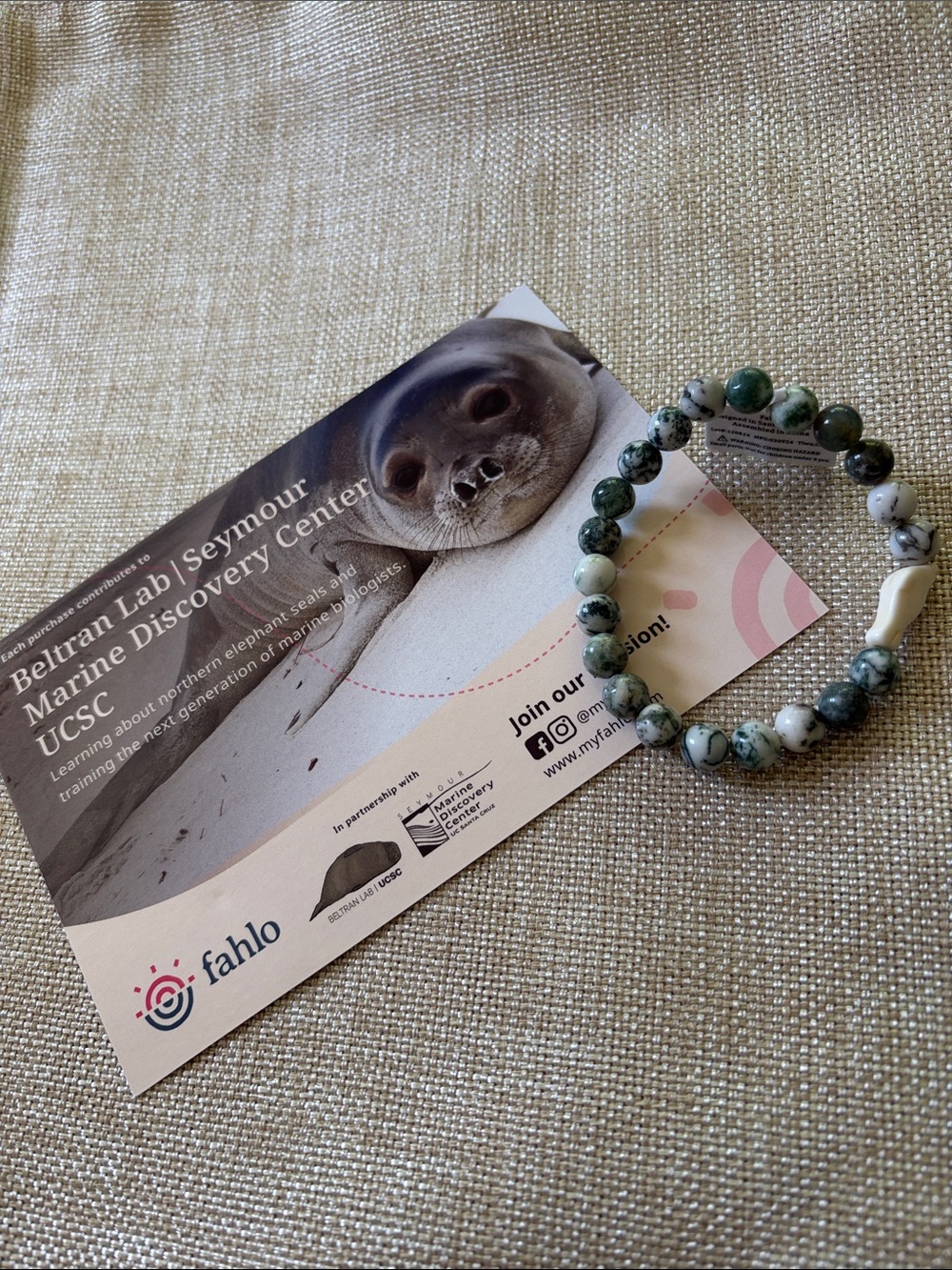 Fahlo Kids Green Beaded Stretch Bracelet with Sea Charm